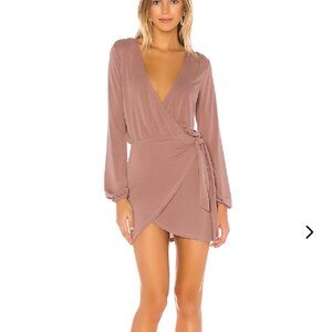Lovers + Friends Dusty Pink Long Sleeve Wrap Dress